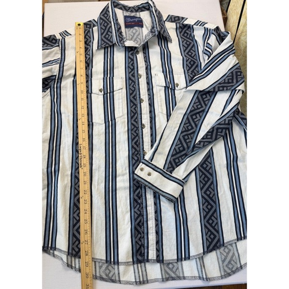 Wrangler X-Long Tails Vintage Button Up Shirt 18-36 Aztec Stripe Western Cowboy - Picture 4 of 9